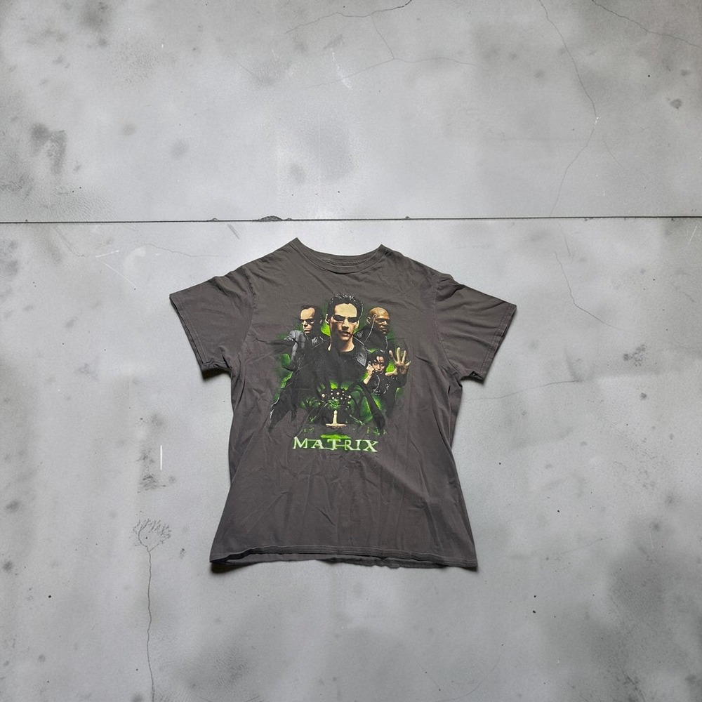 The Matrix Movie Graphic T-Shirt Mens Medium Charcoal Grey Sci-Fi Neo Morpheus